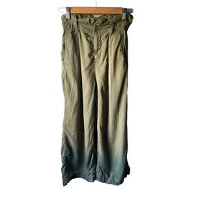 𝅺ZARA army green high rise paper bag wide leg ankle pants XS